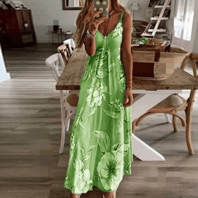 Bohemia Printed Spaghetti-neck Maxi Dress
