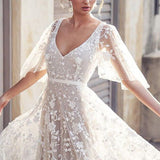 Fashion Lace V-Neck Halter Evening Maxi Dress
