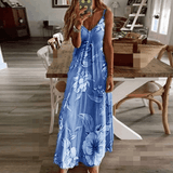 Bohemia Printed Spaghetti-neck Maxi Dress
