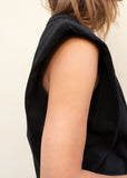 Eva Padded Shoulder Muscle T-Shirt in Black