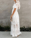 Long White Lace Boho Dress