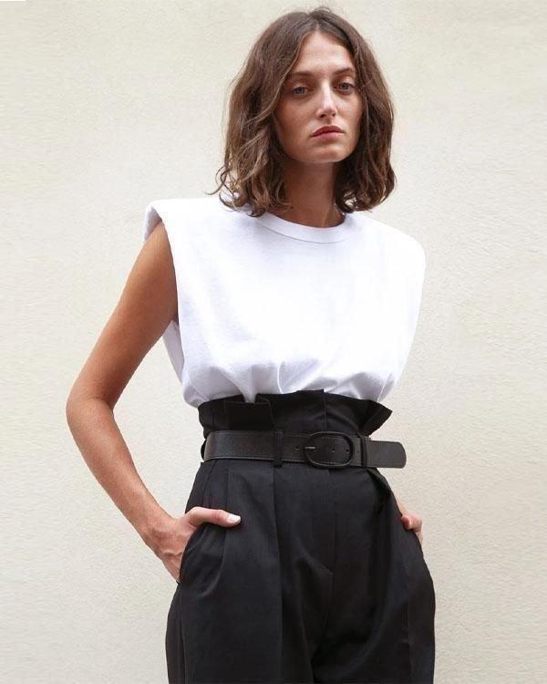 Padded Shoulder Muscle T-Shirt in White