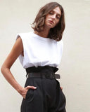 Padded Shoulder Muscle T-Shirt in White