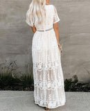 Long White Lace Boho Dress