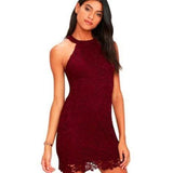 Elegant Sexy Halter Collar Sleeveless Lace Dress