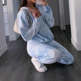 Blue Tie Dye Zip-Up Pockets Long Sleeve Two Piece Set