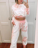 Tie Dye Hoodie Crop Top And Lounge Jogger Pants Set