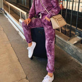New Purple Tie Dye Round Neck Two Piece Set