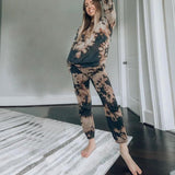 Personality Tie Dye Round Neck Long Sleeve Lounge Set