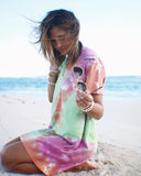 Glamorous Round Neck Short Sleeve Tie Dye Loose Beach Dress