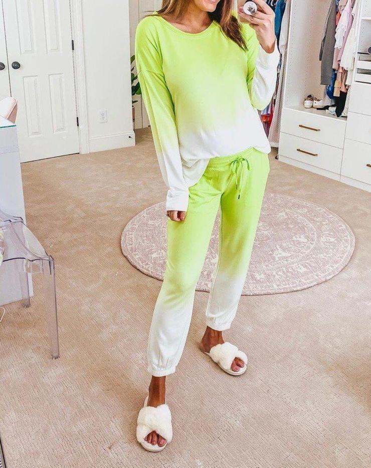 Casual Tie-Dye Top And Lounge Pants Set