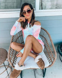 Fashion Round Neck Long Sleeve Tie Dye Lounge Set