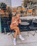 Tie Dye Long Sleeve Top And Lounge Shorts Set