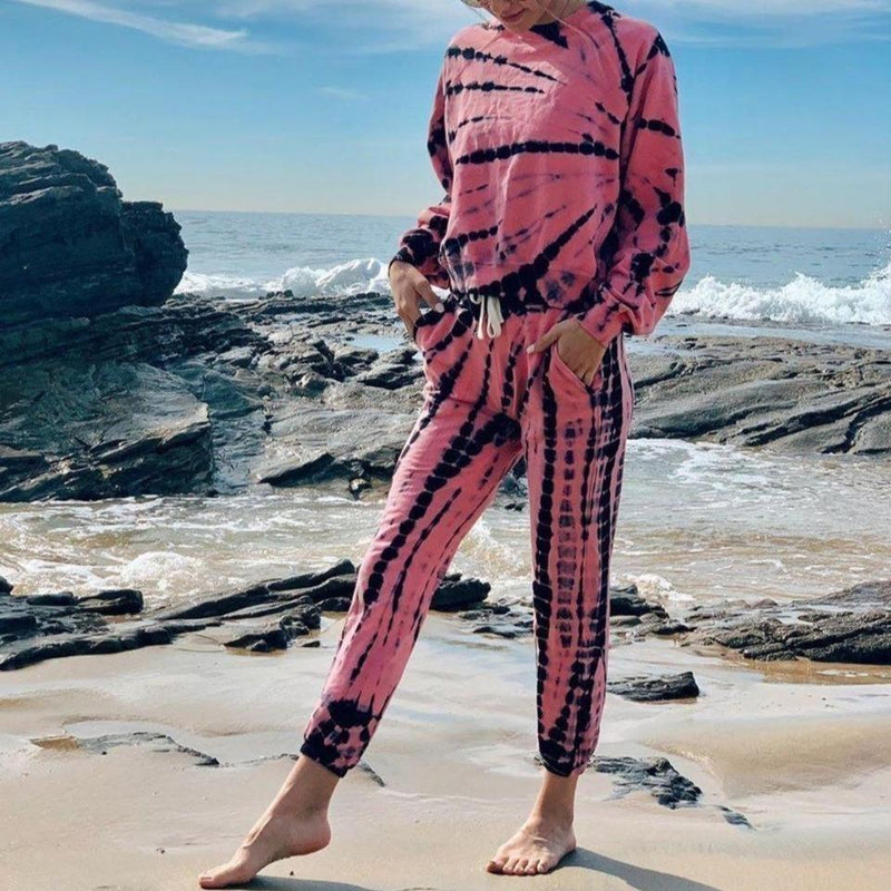 Trendy Tie Dye Round Neck Two Piece Set