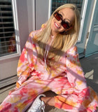 Trendy Tie Dye Long Sleeve Hoodie Two Piece Set