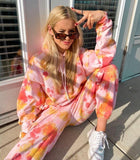 Trendy Tie Dye Long Sleeve Hoodie Two Piece Set
