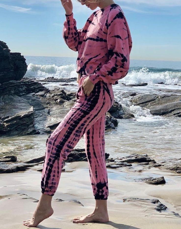 Trendy Tie Dye Round Neck Two Piece Set