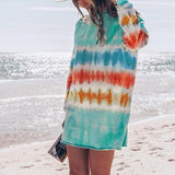 Fashion Tie Dye Long Sleeve Sweatshirt Dress