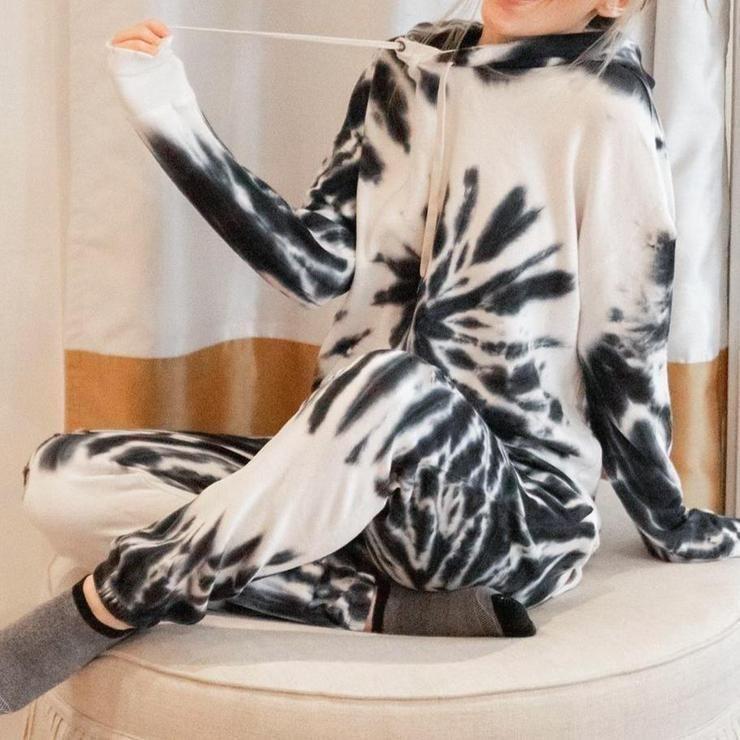 Cozy Hooded Tie Dye Long Sleeve Lounge Set