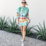 Fashion Tie Dye Long Sleeve Sweatshirt Dress