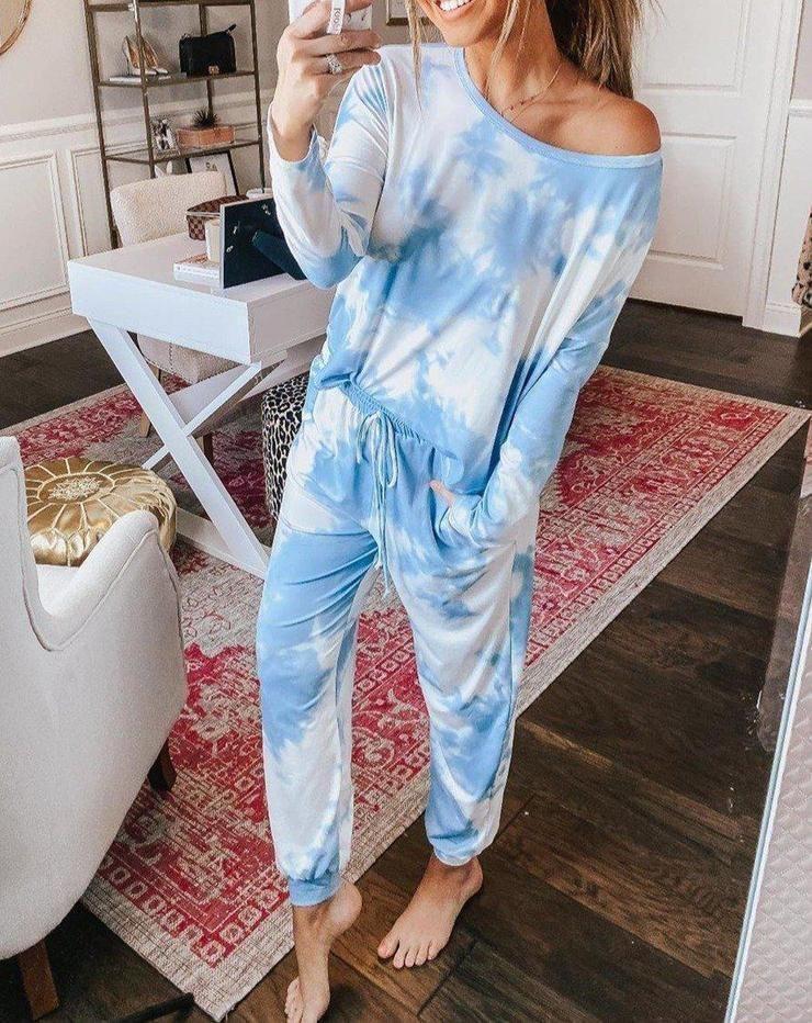 New Comfy Tie Dye One Shoulder Lounge Set