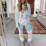 Fashion Tie Dye Hoodie Long Sleeve Lounge Set