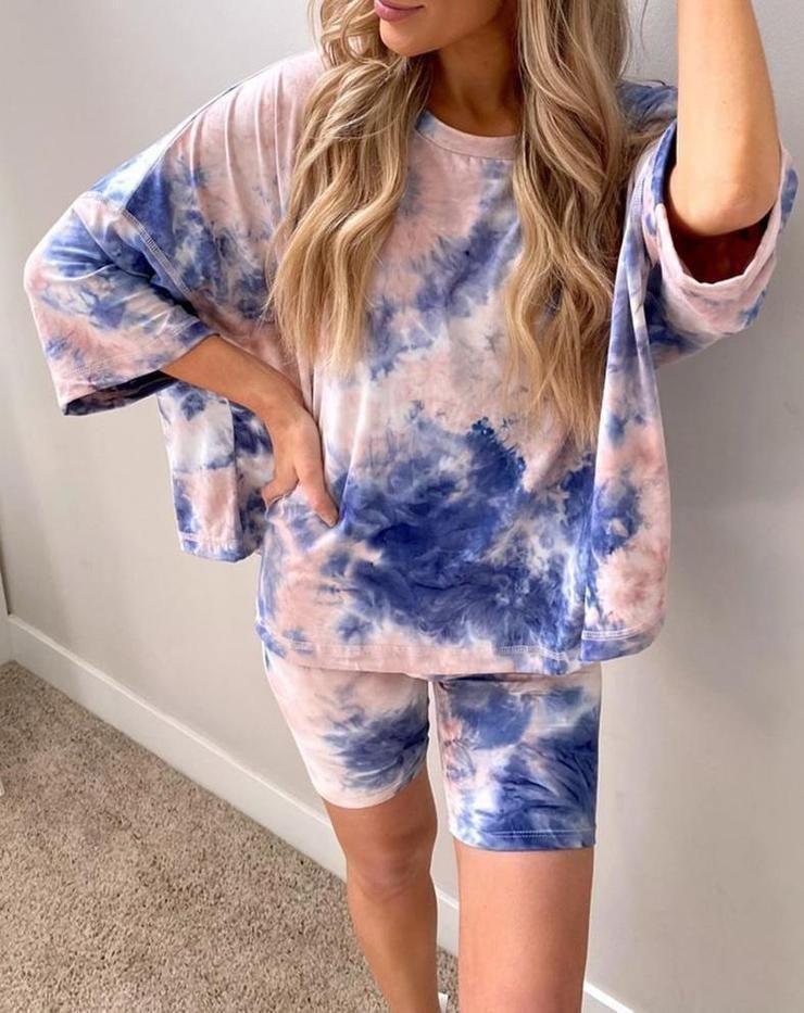 Lovely Tie Dye Round Neck Lounge Set