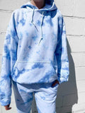 Blue Tie Dye Hoodie Long Sleeve Lounge Set