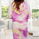 Purple Tie Dye Pocket Top And Lounge Pants Set