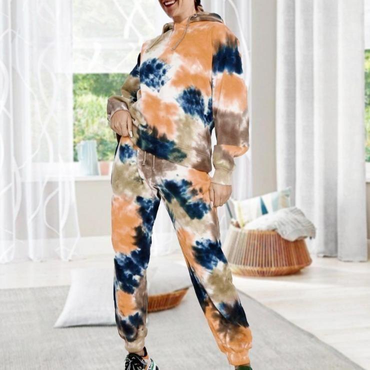 Fashion Cozy Hoodie Tie Dye Lounge Set