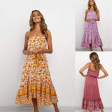 Bohemian Square Neck Sleeveless Dress
