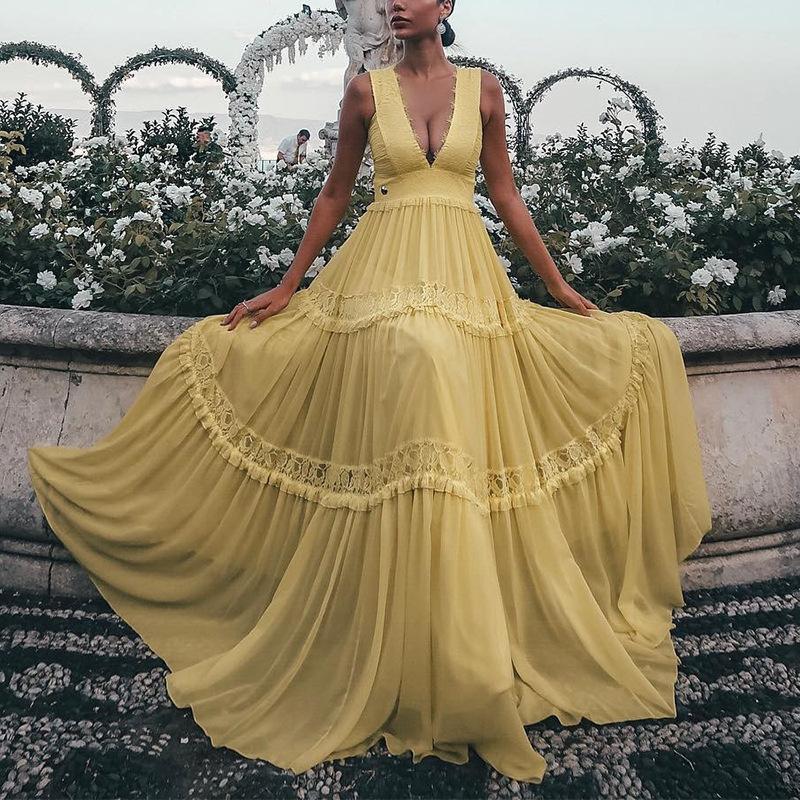 V-Neck Maxi Dress Evening Dress