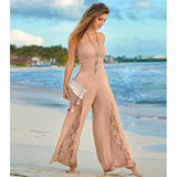 Patchwork Wide Legs Slim Jumpsuit