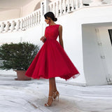 Pleated Flared A-Line Evening Gown Dress