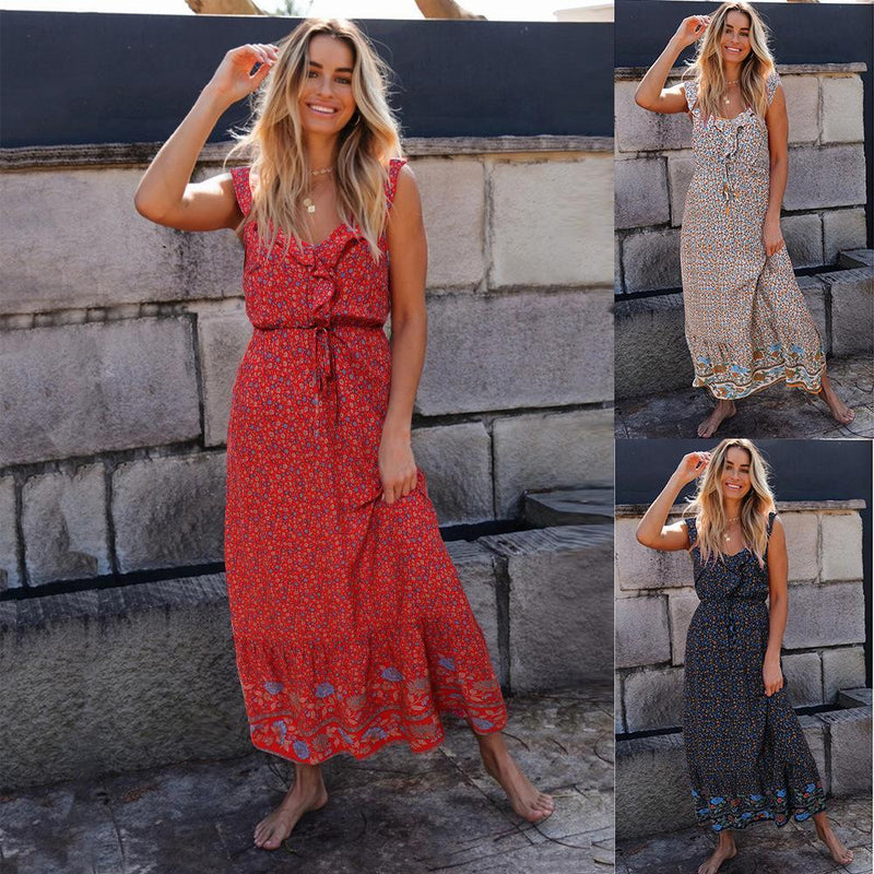 Sleeveless Floral Print Summer Dress