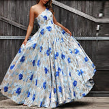 Floral Metallic Print  Fitted Bodice Ball Gown