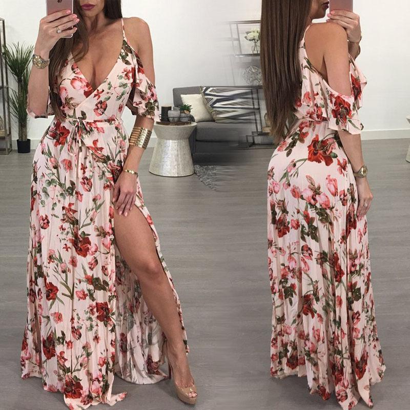 Floral Short Sleeves Maxi Dress