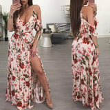Floral Short Sleeves Maxi Dress