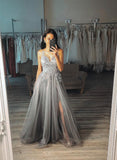 Elegant Grey Long Prom Dress