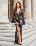 Bell Sleeve Lace Detail Maxi Dress