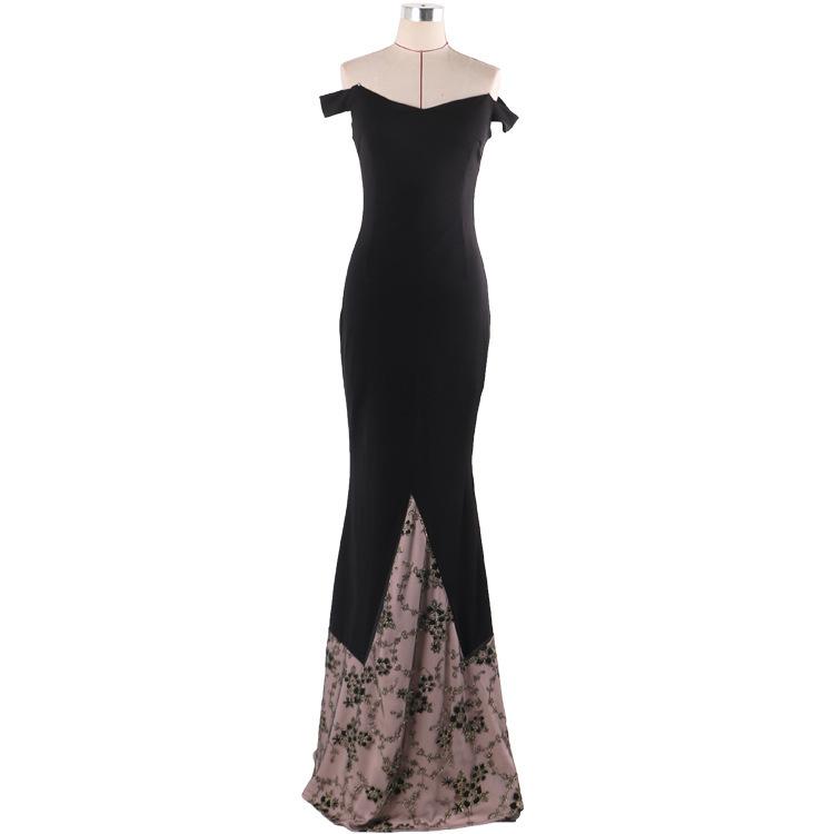 Black Sexy V Neck Long Evening Dresses