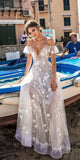Sexy Simple White A Line Lace Prom Dresses