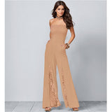 Patchwork Wide Legs Slim Jumpsuit