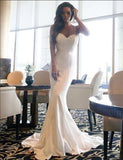 Silk-like Satin Sweep Train Lace Prom Dresses