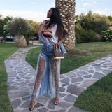 Frayed Hem Light Blue Wide-Leg Jeans