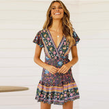 Floral Pattern Ruffle A Line Beach Mini Maxi Dresses
