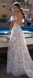 Sexy Simple White A Line Lace Prom Dresses