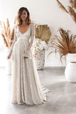 Sexy Long-sleeved Halter Evening Dress
