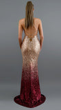 Sexy V Neck Sling Mermaid Sequined Prom Dress