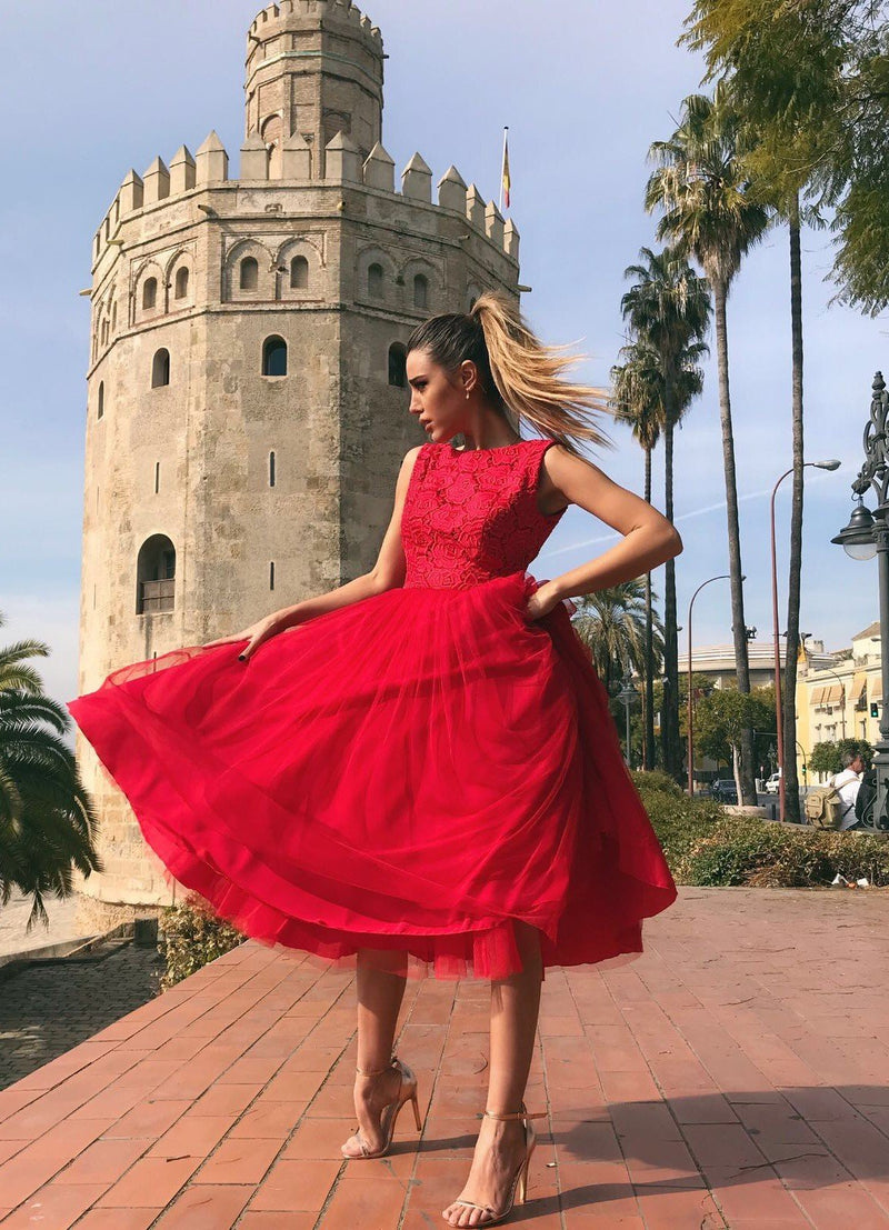 Pleated Flared A-Line Evening Gown Dress